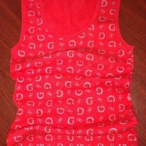 Guess Red Tank Top with White Logo Pattern